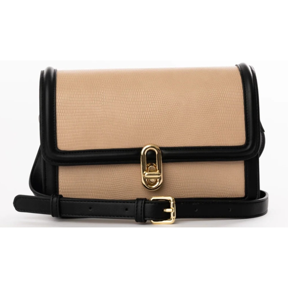 JULES‎ KAE Mia Crossbody Bag Gold Lock Vegan Leather